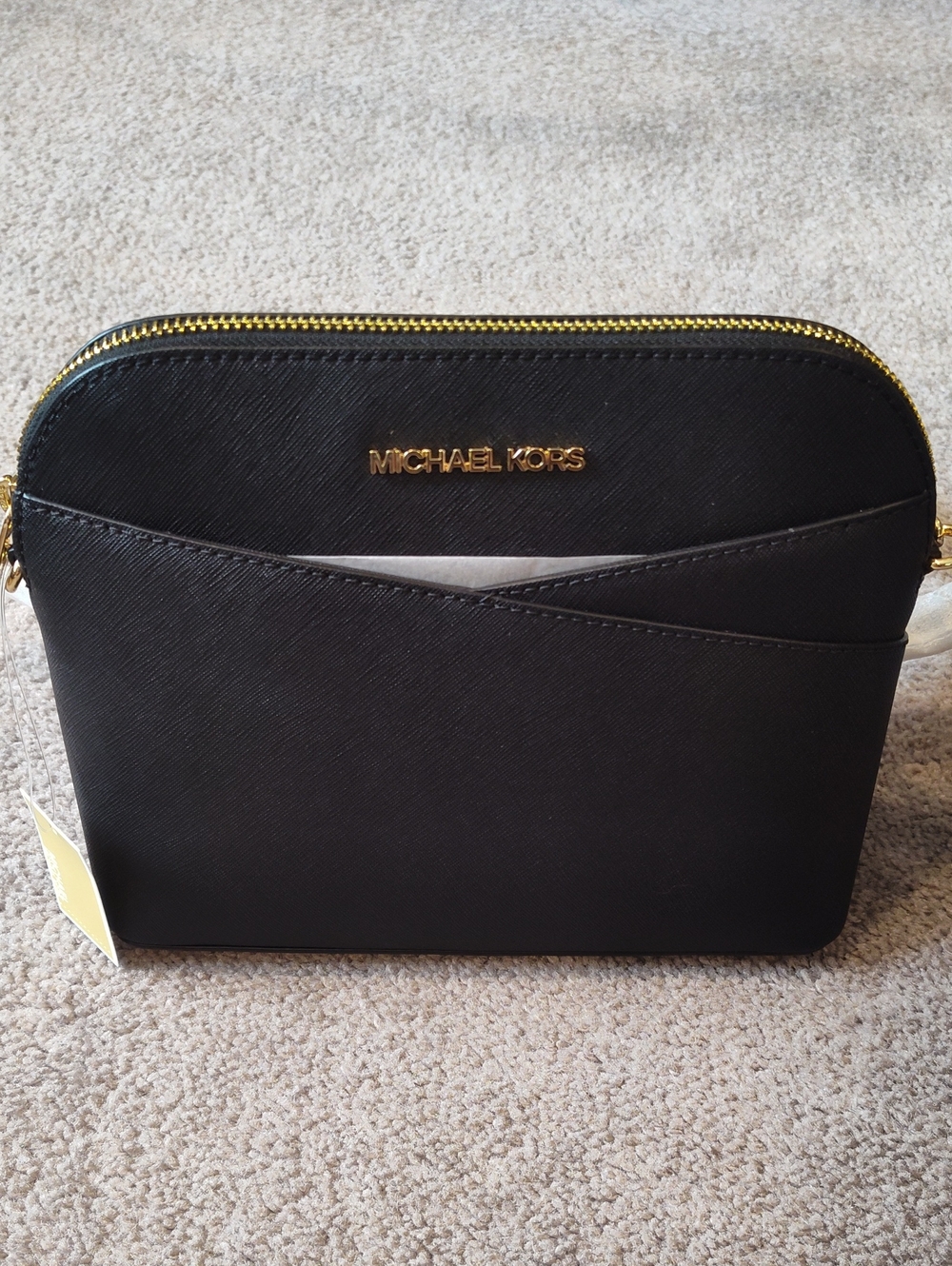 Michael Kors Black Saffiano Crossbody with Gold Hardware